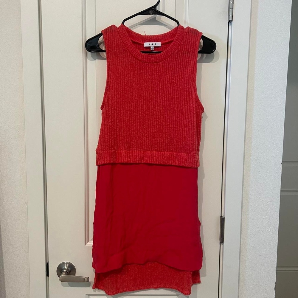 Coral Red Ro&De tunic top with ribbed knit fabric size S officesiren ribbed